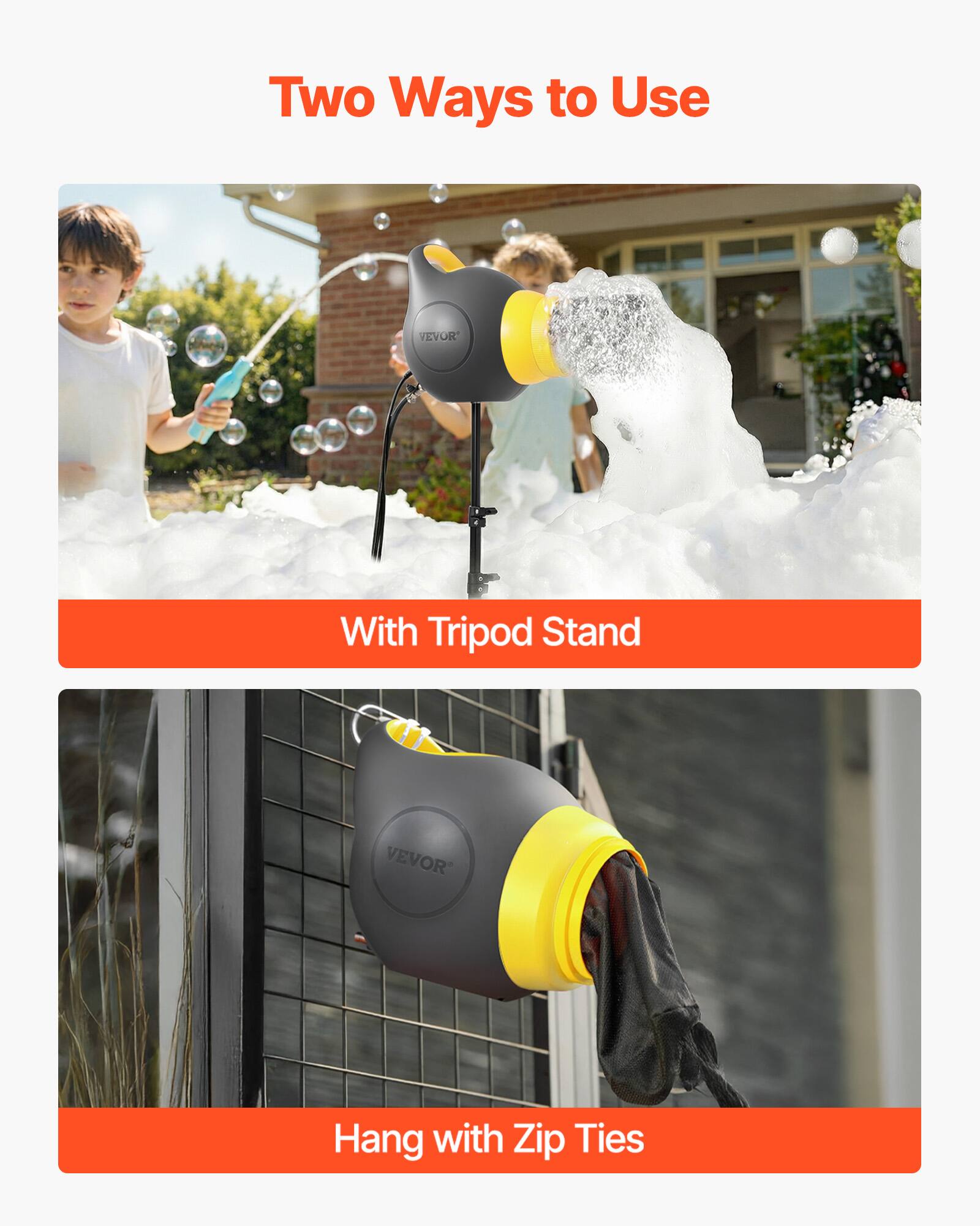 Two Ways to Use VEVOR

With Tripod Stand

Hang with Zip Ties