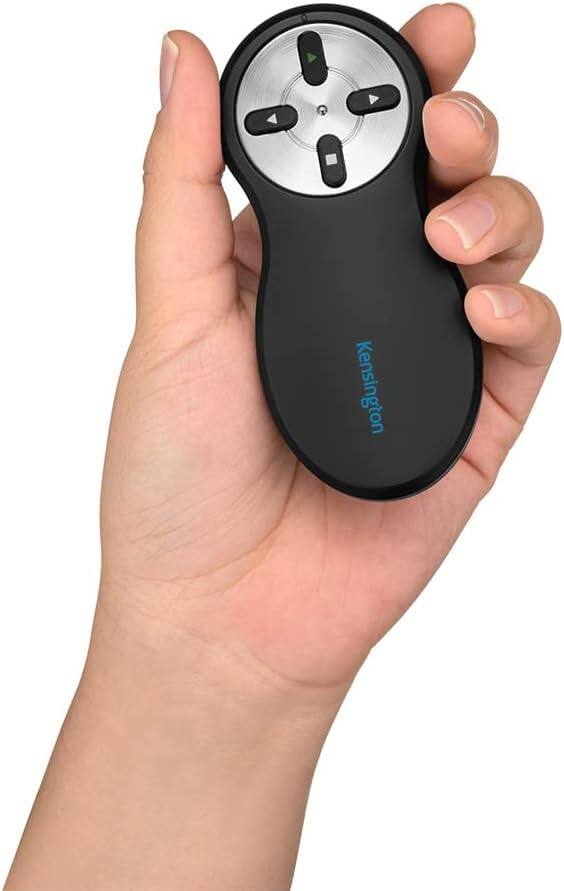 Left. Kensington - Wireless Presenter with Nano Receiver, 65ft Range, AES 128-Bit Encryption, Plug-and-Play, K33271WW.