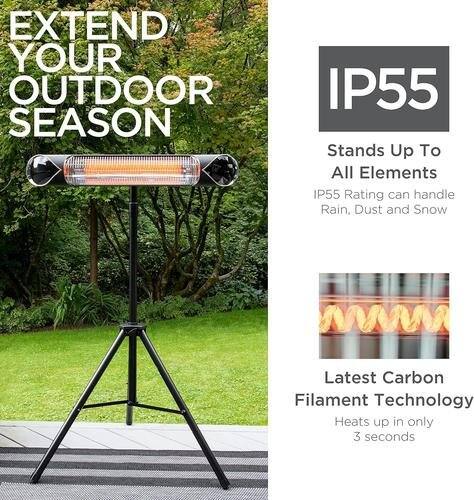 EXTEND YOUR OUTDOOR SEASON

IP55
Stands Up To All Elements
IP55 Rating can handle Rain, Dust and Snow

Latest Carbon Filament Technology
Heats up in only 3 seconds
