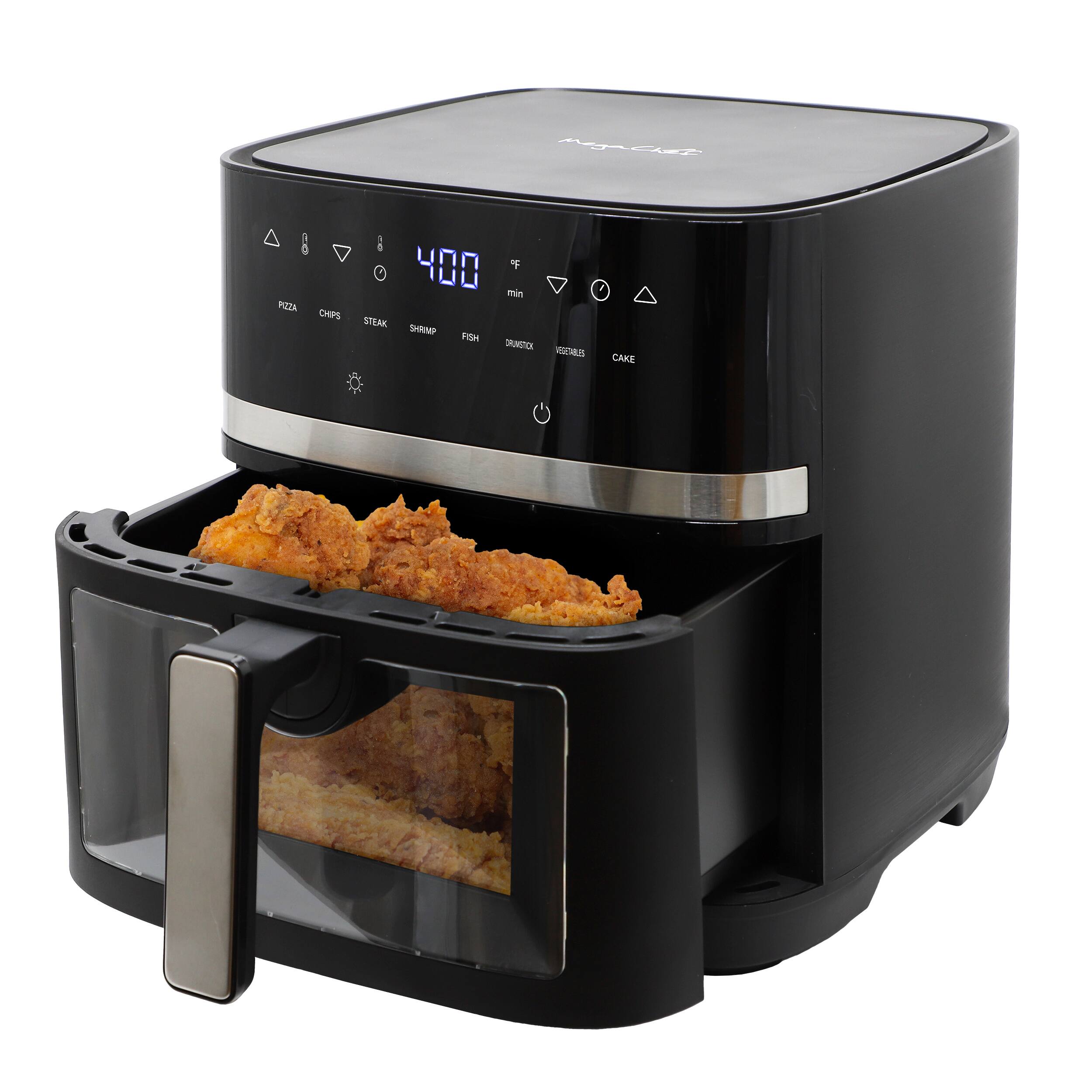 MegaChef - 8.5 Quart Digital Electric Air Fryer with Transparent Window - Black