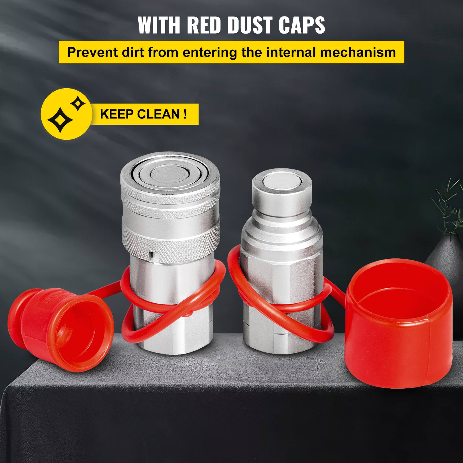 WITH RED DUST CAPS  
Prevent dirt from entering the internal mechanism  
KEEP CLEAN!