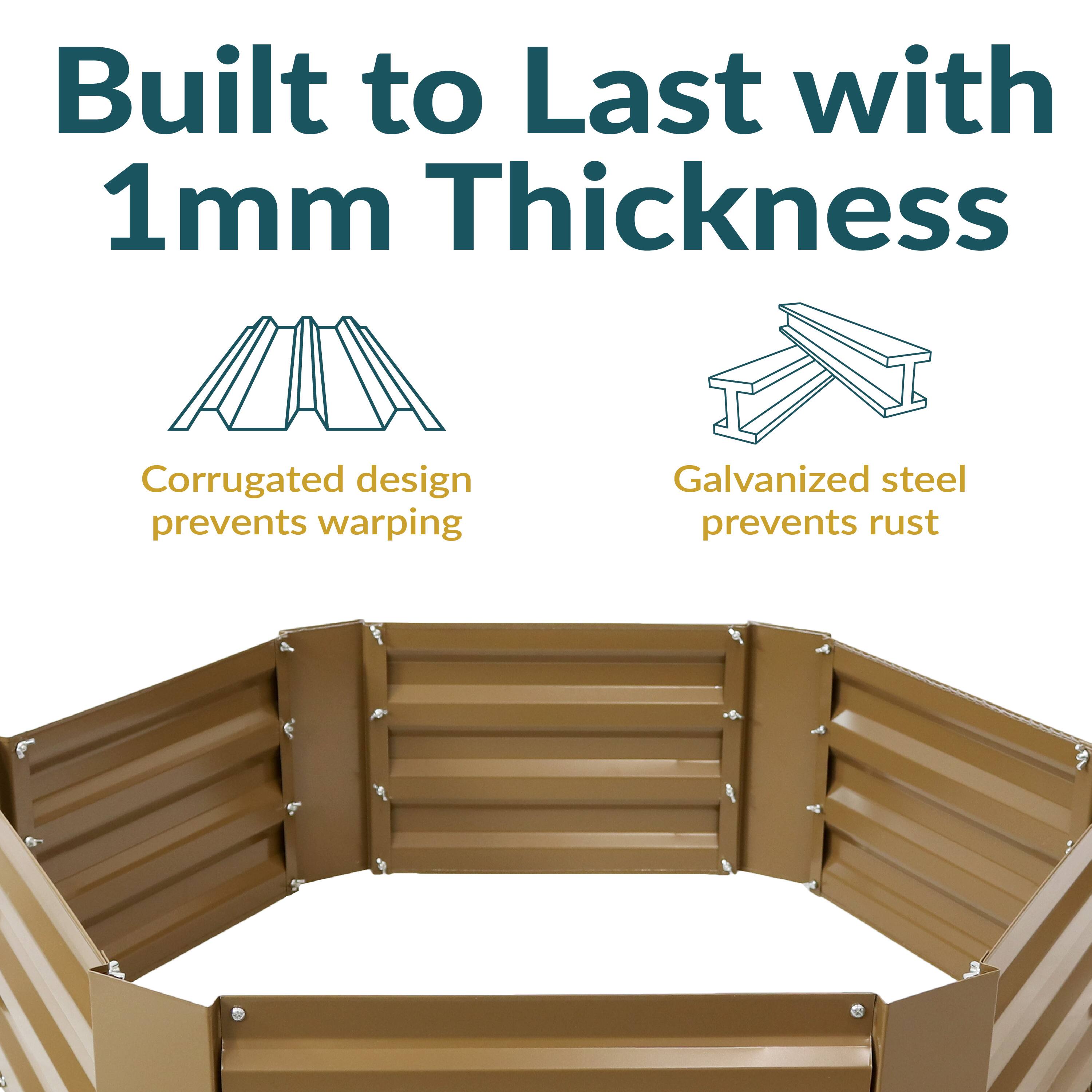 Built to Last with 1mm Thickness

- Corrugated design prevents warping
- Galvanized steel prevents rust