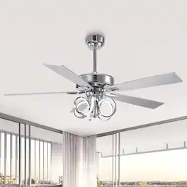 Parrot Uncle - 52-inch Modern Indoor LED Ceiling Fan with Remote Control - Chrome