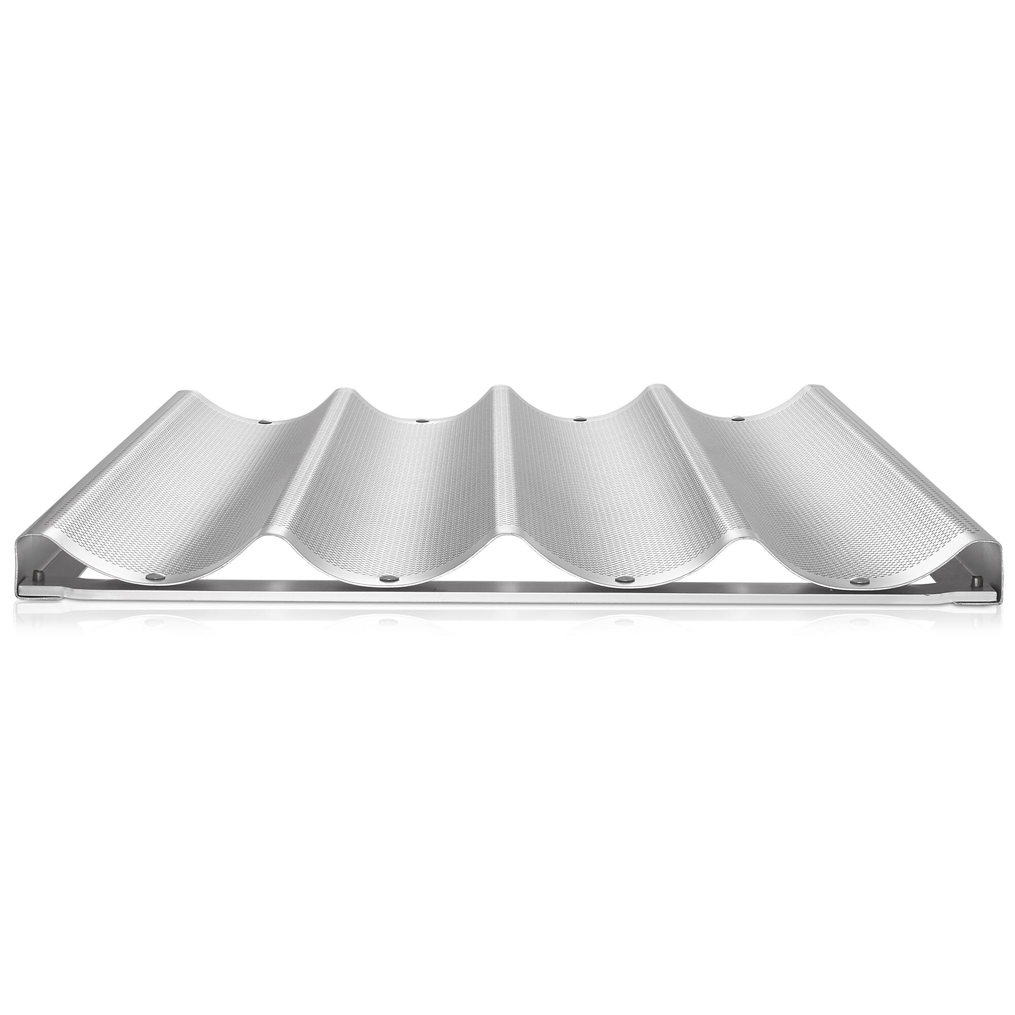Alt View 4. GRIDMANN - Commercial 18 x 26-in Perforated Aluminum Baguette Pan - 4 Slot Loaf Pan - Silver.