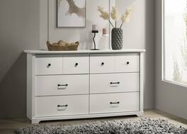 Forest'nSky - Wood 6 drawer 57 in. Wide Chest of Drawers for Living Room - White