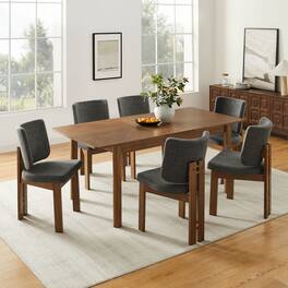 Alba 7-Piece Dining Set by Modway - Walnut Charcoal