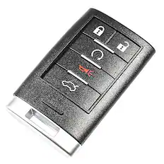 Front. HQRP - Remote key fob shell case, 5-button keyless entry housing for Cadillac CTS DTS STS SRX XTS ATS - Black.