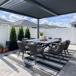 PURPLE LEAF - 7/9/11 Pieces Patio Dining Set Wicker Outdoor Furniture Table and Chairs Set for Garden Grey-Finish Aluminum Frame Set - Grey-Square-9 Pcs