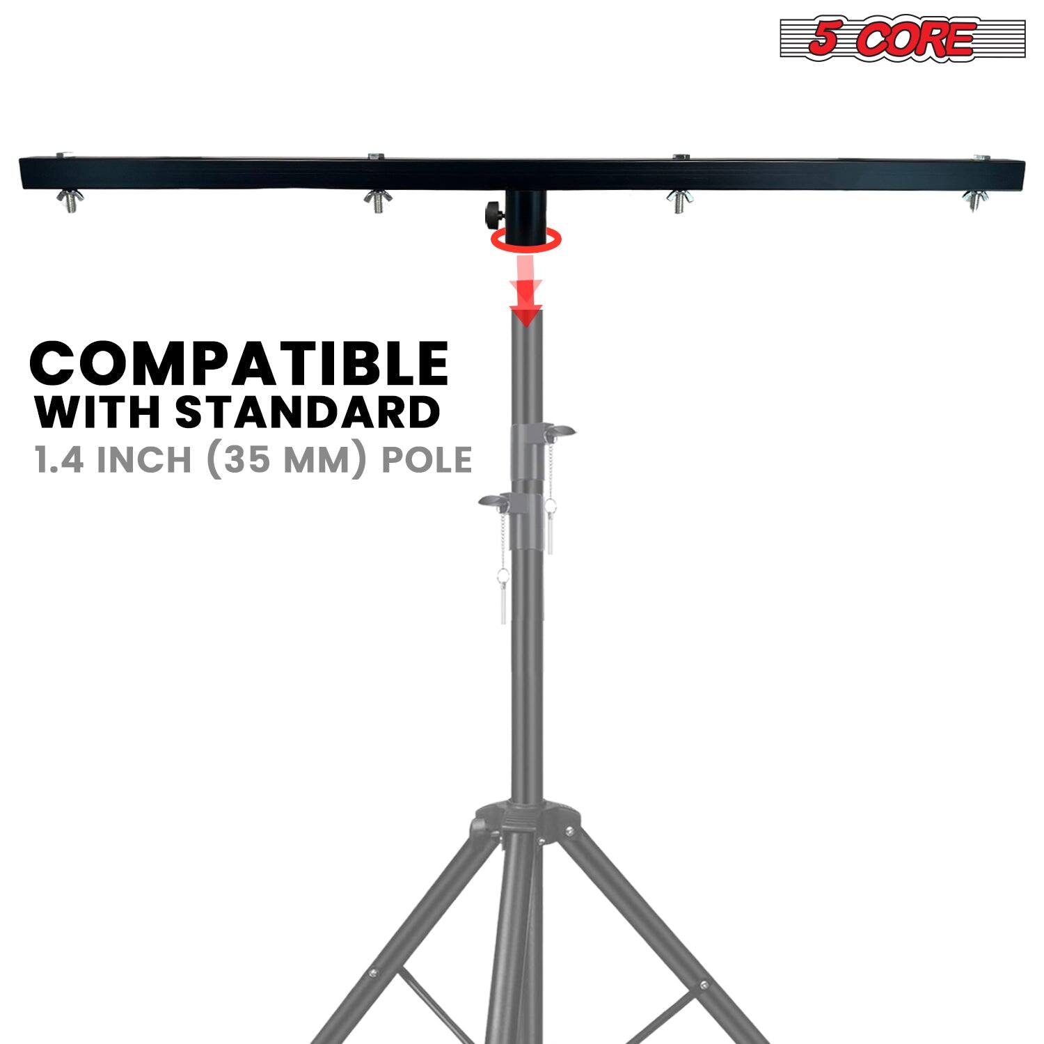 The corrected text is: "5 CORE COMPATIBLE WITH STANDARD 1.4 INCH (35 MM) POLE."