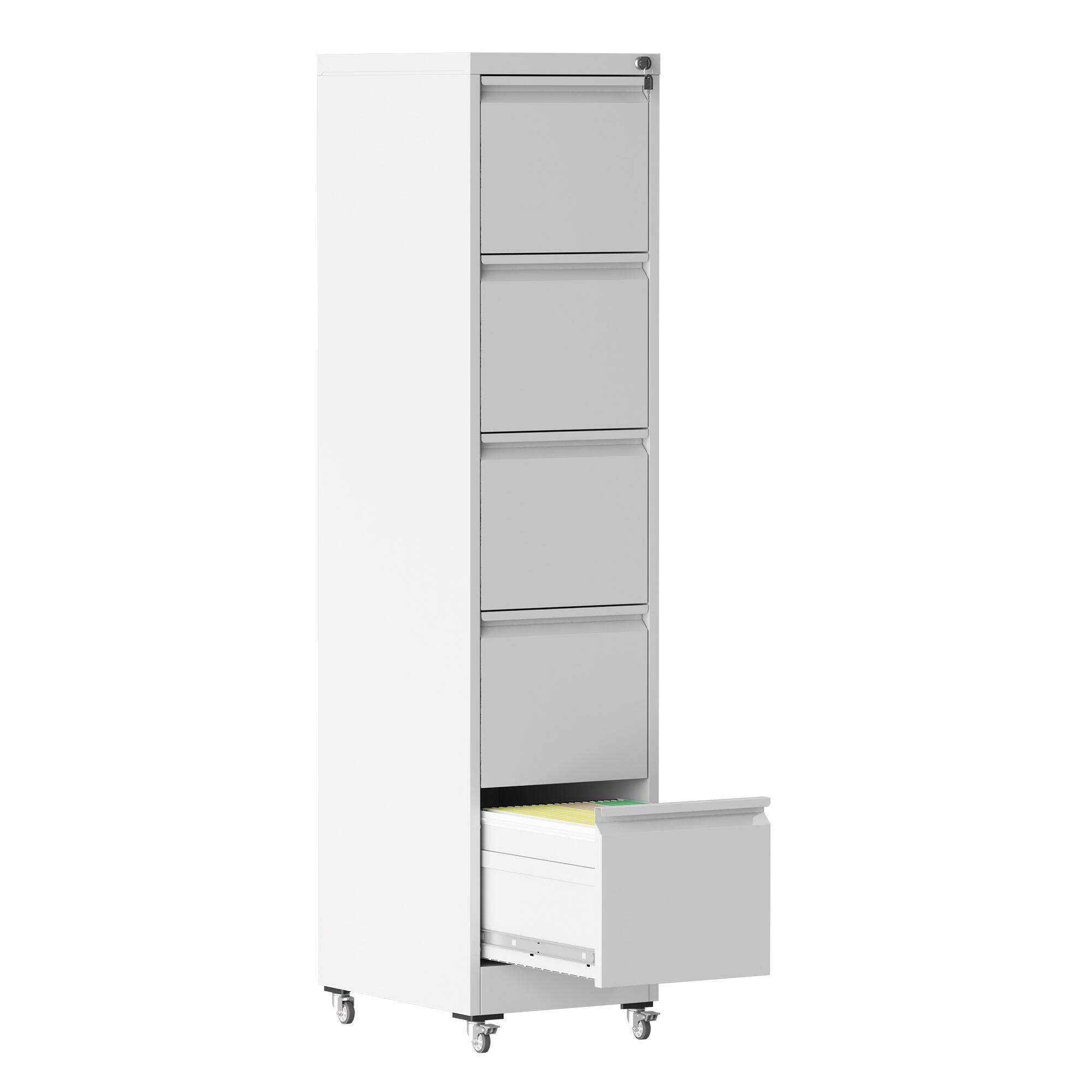 Alt View 8. GOODSILO - 5-Drawer Vertical File Storage Cabinet with Locking System and Removable Wheels for Office Organization - White.