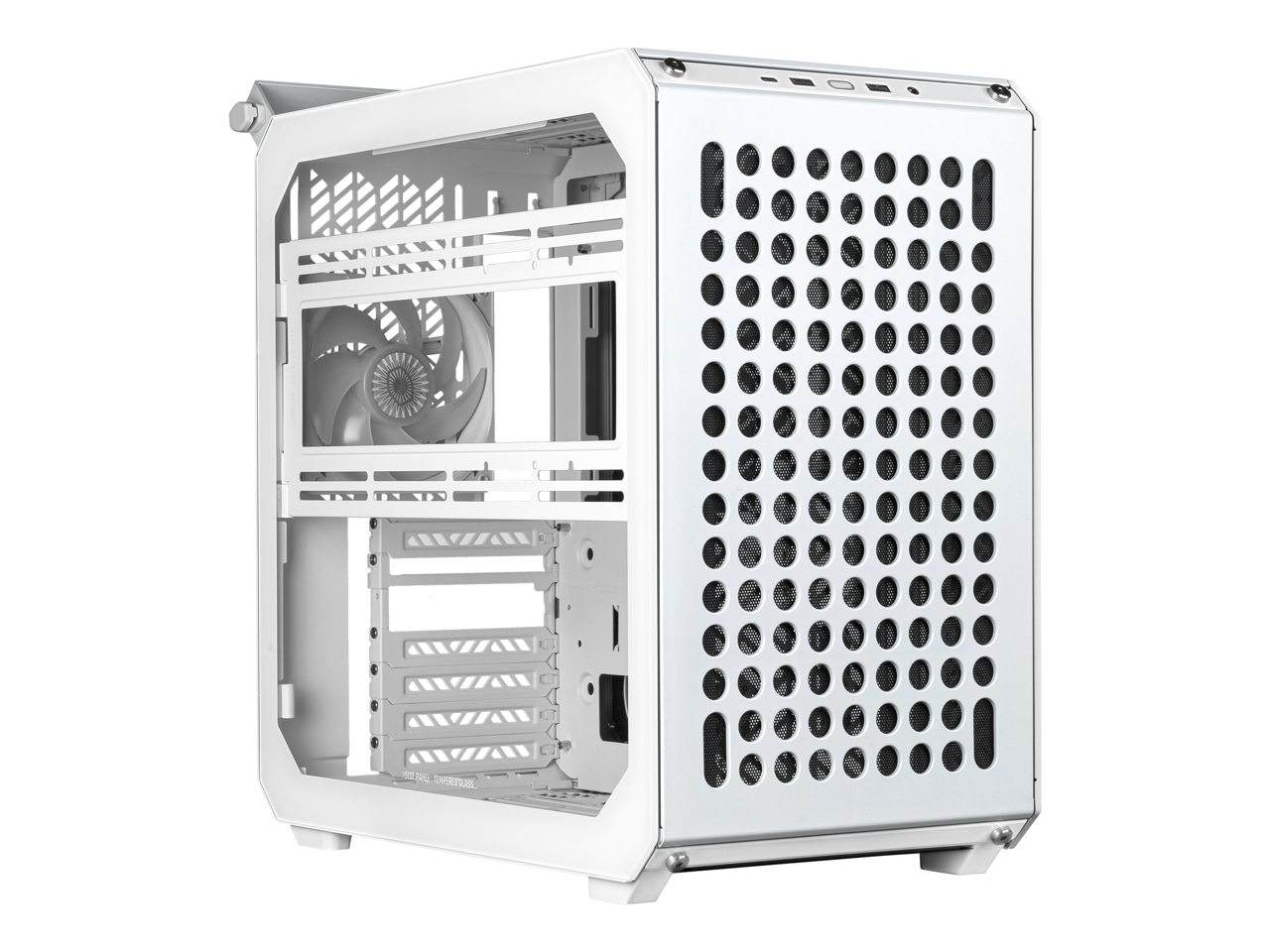 Alt View 1. Cooler Master - Cooler Master QUBE 500 Flatpack White Small ATX Gaming Case, Tempered Glass, Vertical GPU, USB-C, Handle (Q500-WGNN-S00) - White.
