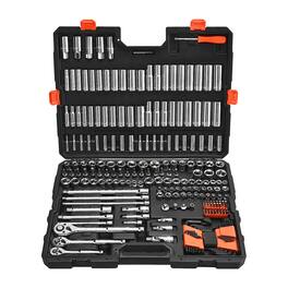 VEVOR - Socket Set, 225 Pieces, 3/8 & 1/4 & 1/2 inch Drive Socket and Ratchet Set, SAE and Metric, Deep and Shallow - Black+Sliver