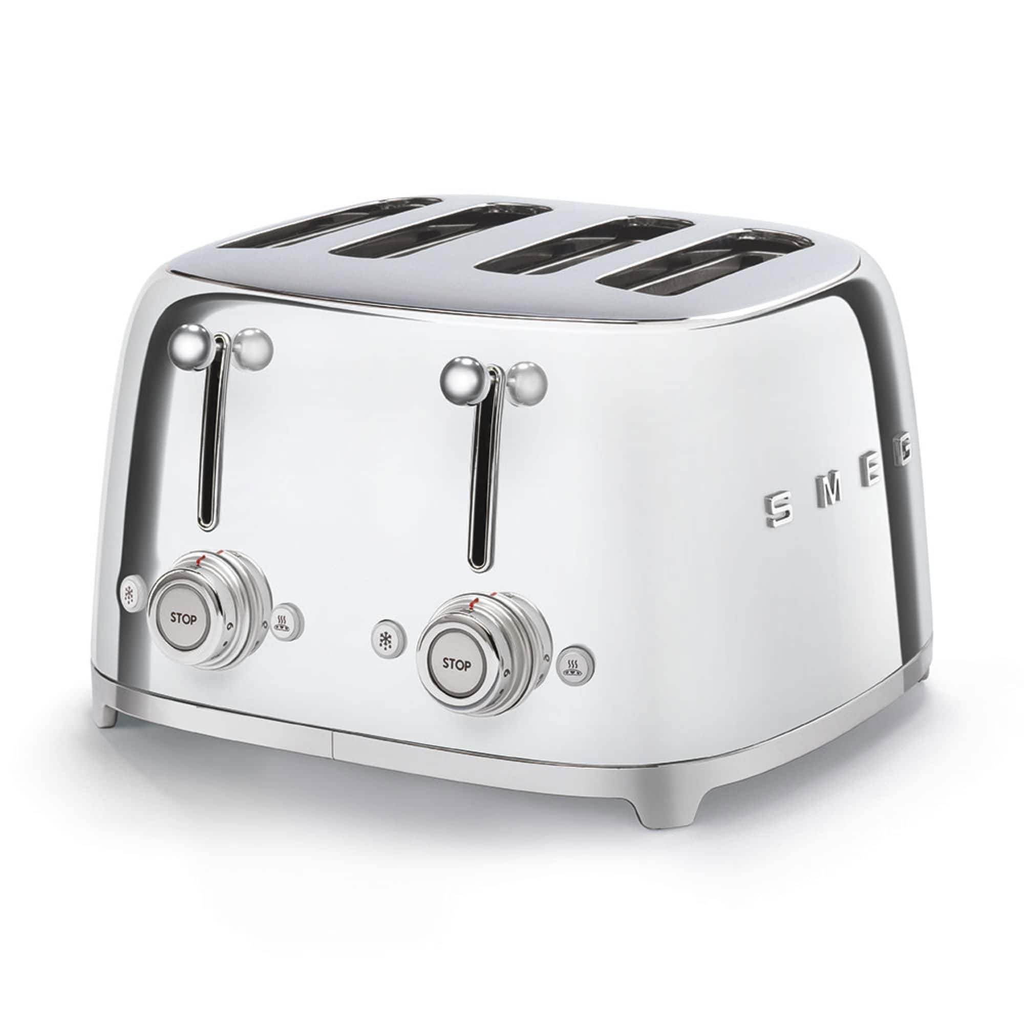 Front. SMEG - SMEG TSF03 4-Slice Wide-Slot Toaster - Stainless Steel.