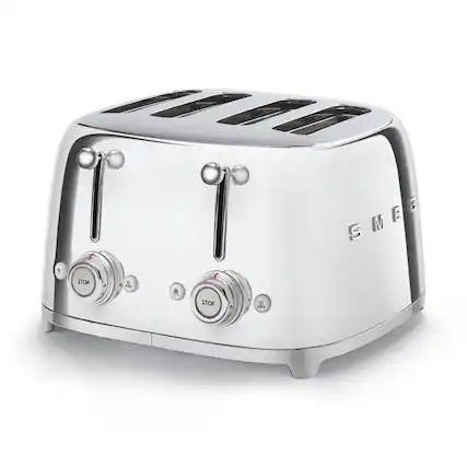 Front. SMEG - SMEG TSF03 4-Slice Wide-Slot Toaster - Stainless Steel.