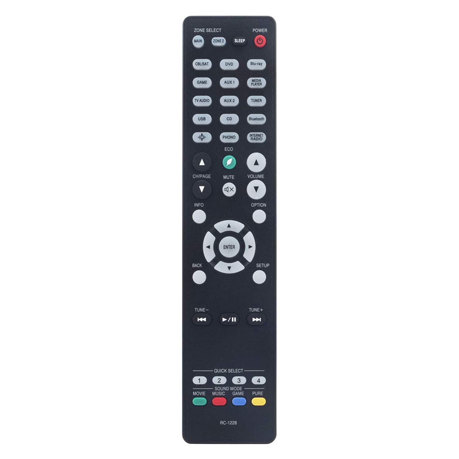 WINFLIKE - RC-1228 AV Receiver Remote fit for Denon AVR-S640H, AVR-S650H, AVR-S730H sub RC-1227 RC-1217 RC-1218 RC-1192 - black