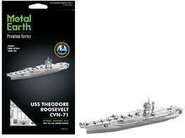 Model Kit USS Theodore Roosevelt CVN-71 Aircraft Carrier (Expert Difficulty) Steel Model by Metal Earth - Silver