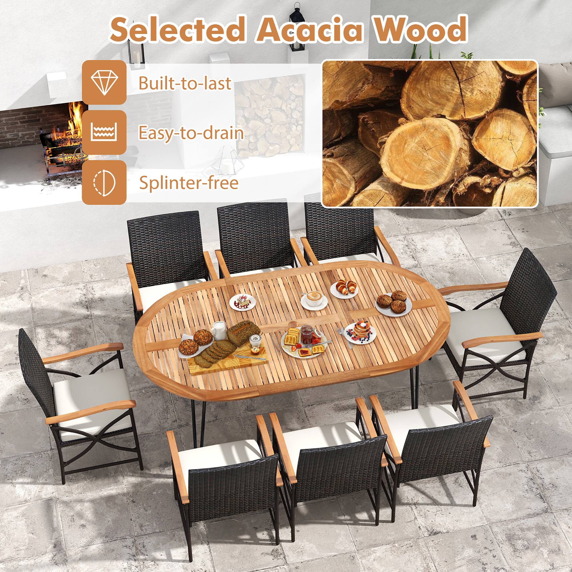 Selected Acacia Wood

- Built-to-last
- Easy-to-drain
- Splinter-free