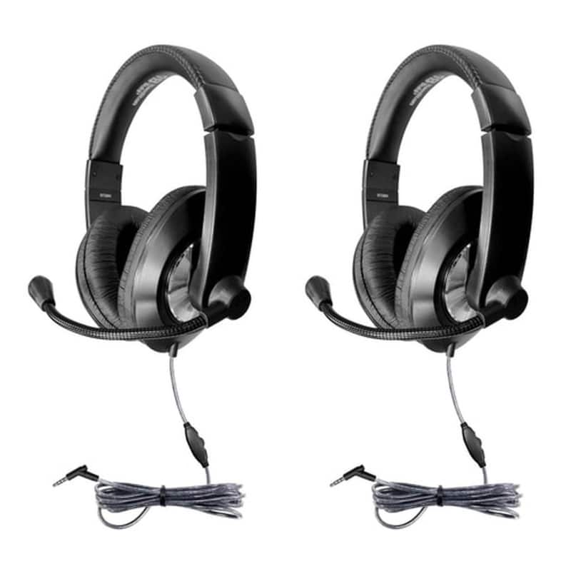 HamiltonBuhl - Smart-Trek Deluxe Stereo Headset with In-Line Volume Control & 3.5mm TRRS Plug, Pack of 2