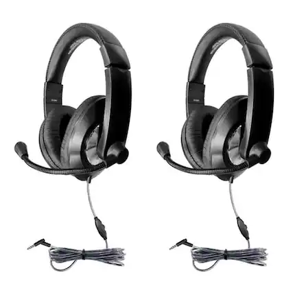 Front. HamiltonBuhl - Smart-Trek Deluxe Stereo Headset with In-Line Volume Control & 3.5mm TRRS Plug, Pack of 2.