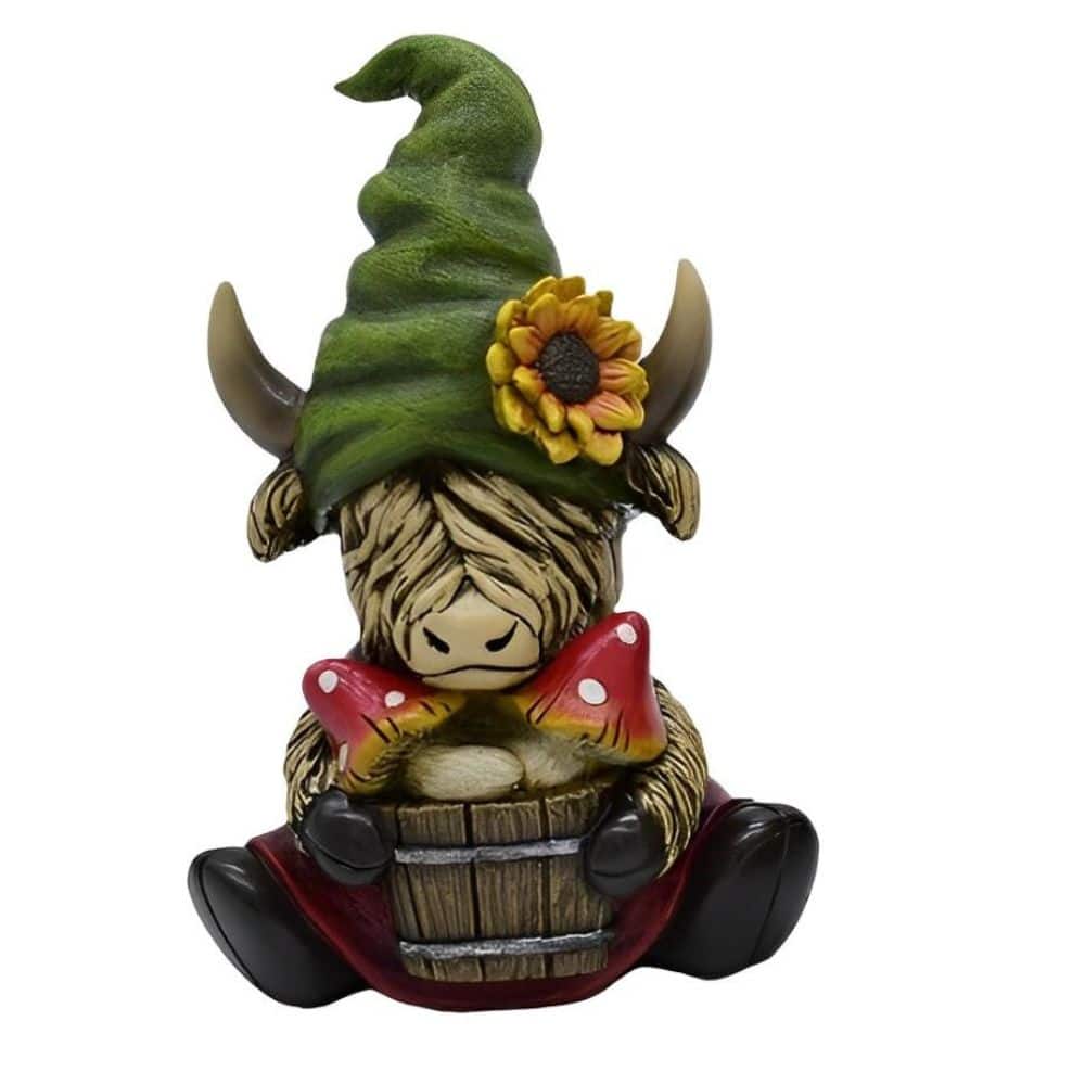 FC Design - 8"H Highland Cow with Hat Figurine Statue Office Desk Tabletop Home Decor Gift - Multi-Color