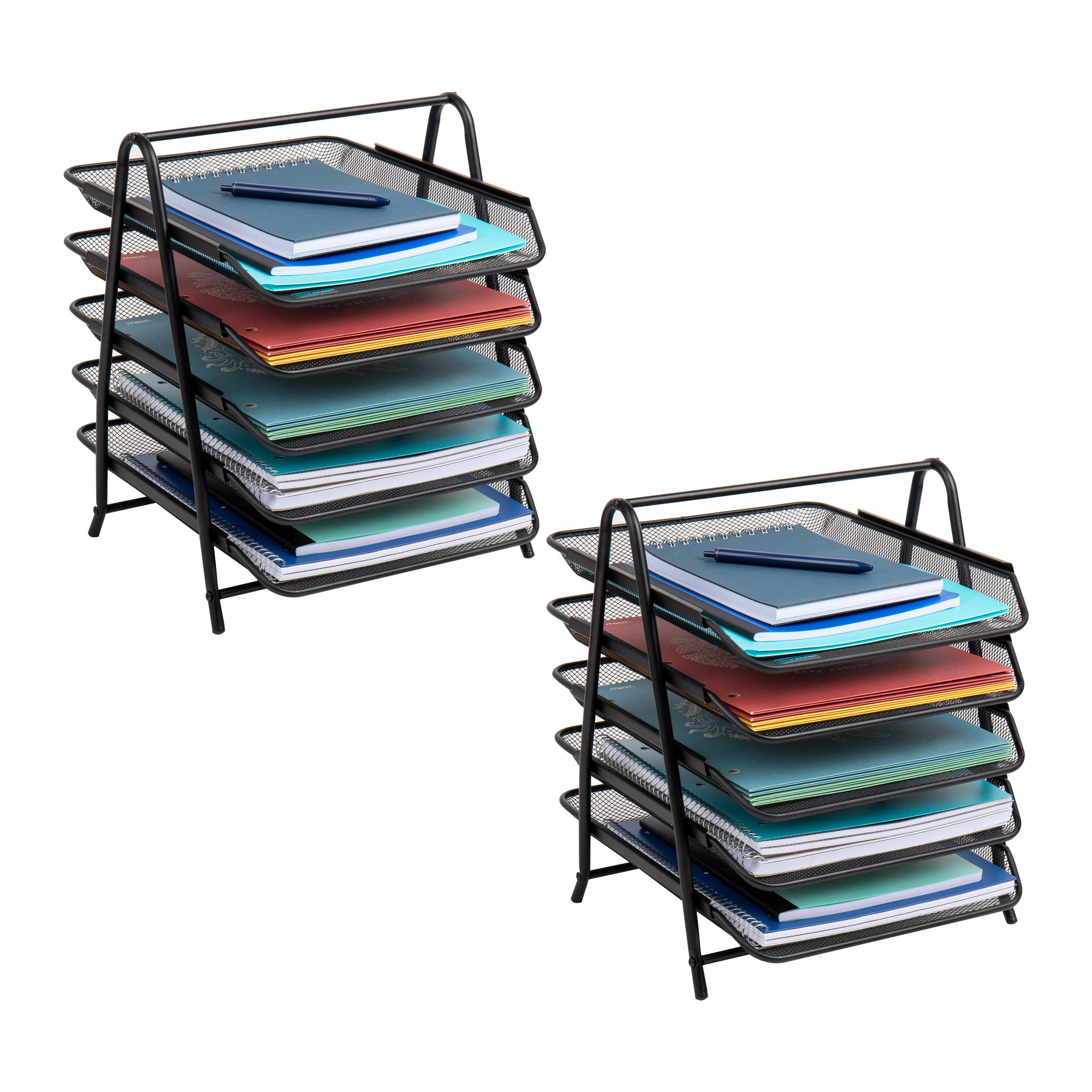 Alt View 11. Mind Reader - Mind Reader Network Collection, 5-Tier Paper Tray, File Storage, Desktop Organizer, Metal Mesh, Set of 2, Black.