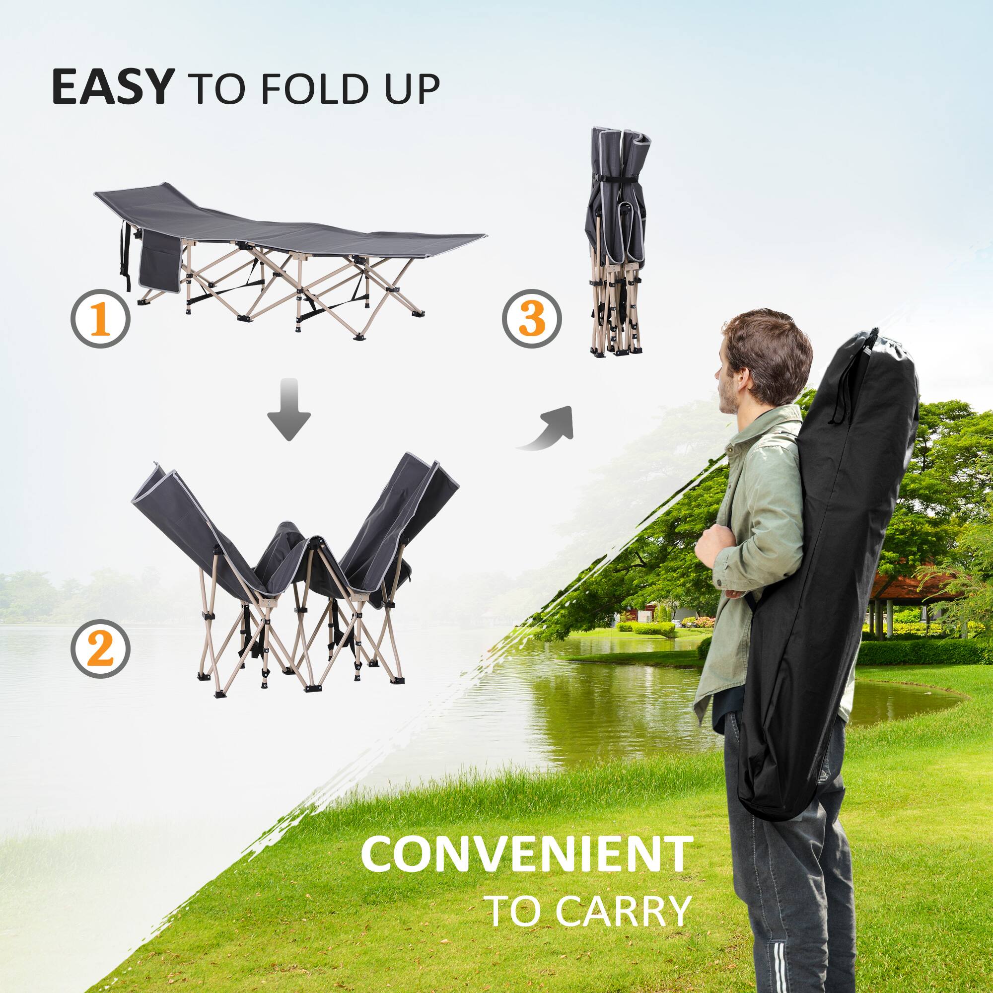 EASY TO FOLD UP 1 2 3 CONVENIENT TO CARRY
