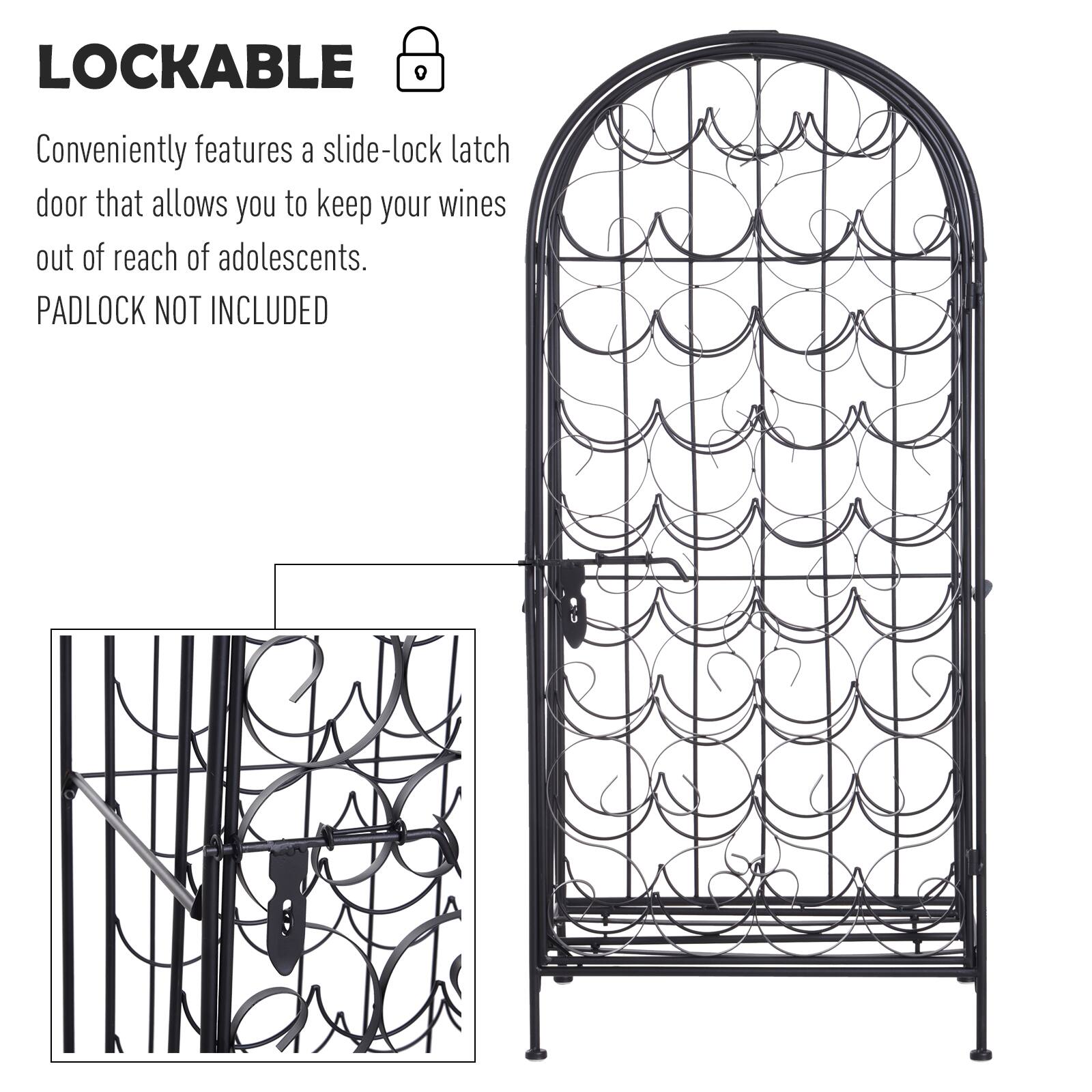 LOCKABLE  
Conveniently features a slide-lock latch door that allows you to keep your wines out of reach of adolescents.  
PADLOCK NOT INCLUDED