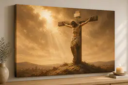 FC Design - Large Warm Calvary Sacrifice Canvas 24x36" Ready-to-Hang Religious Art Painting Home Wall Decor - MultiColor