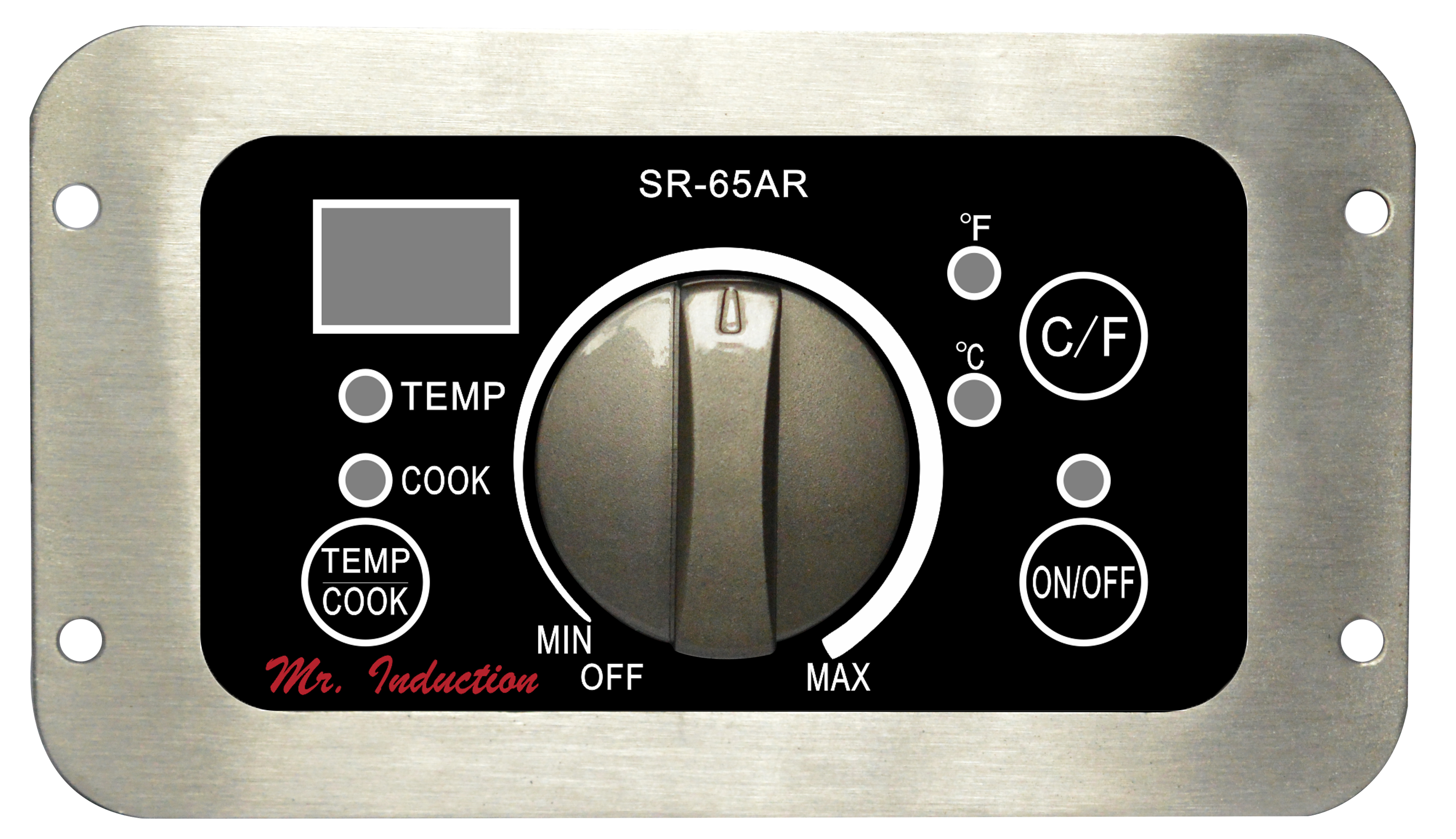 SR-65AR

- TEMP
- COOK
- TEMP COOK
- MIN OFF MAX
- C/F
- ON/OFF

Mr. Induction