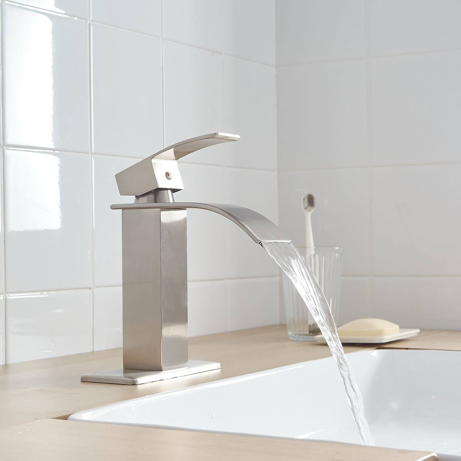 Alt View 4. Boyel Living - Single Handle Single Hole Bathroom Faucet with Deckplate Included and Pop Up Drain in Brushed Nickel - Brushed Nickel.