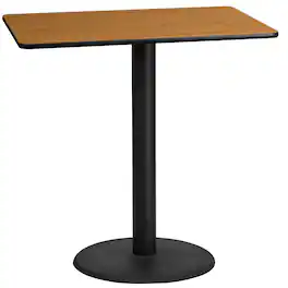 Flash Furniture - Stiles 24'' x 42'' Rectangular Laminate Table Top with 24'' Round Bar Height Table Base - Natural