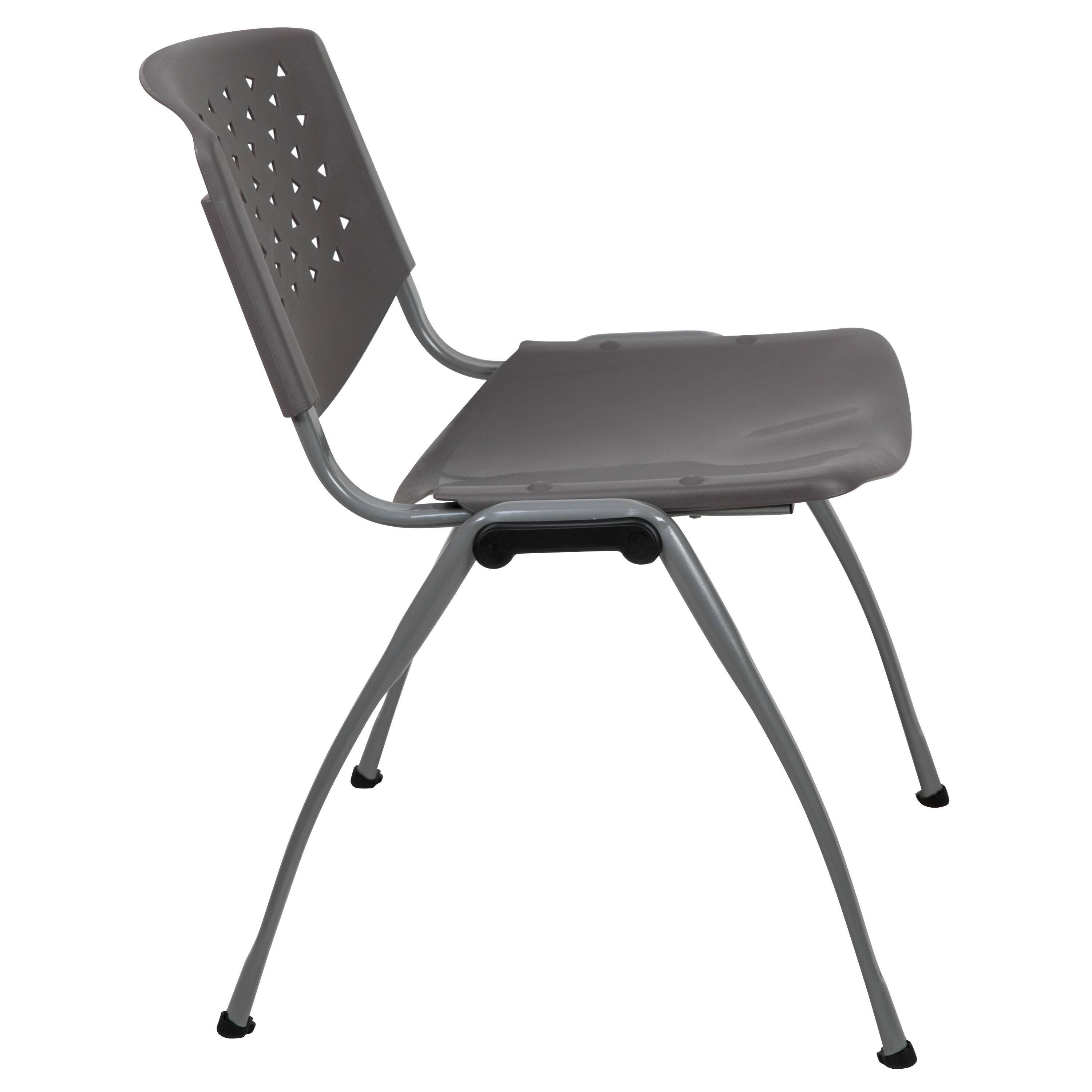 Alt View 6. Emma + Oliver - Home and Office Plastic Stack Chair with Perforated Back - Guest Chair - Gray.