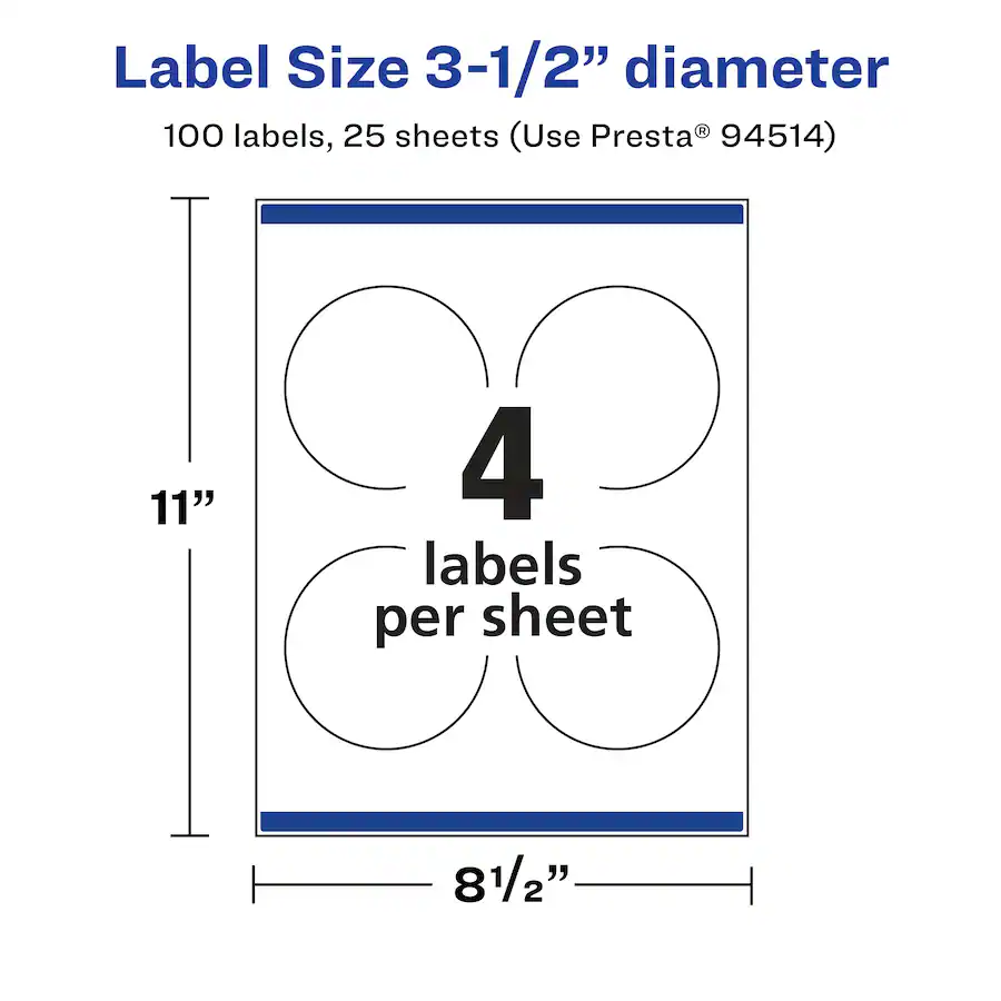 Avery Glossy Round Labels, 3.5