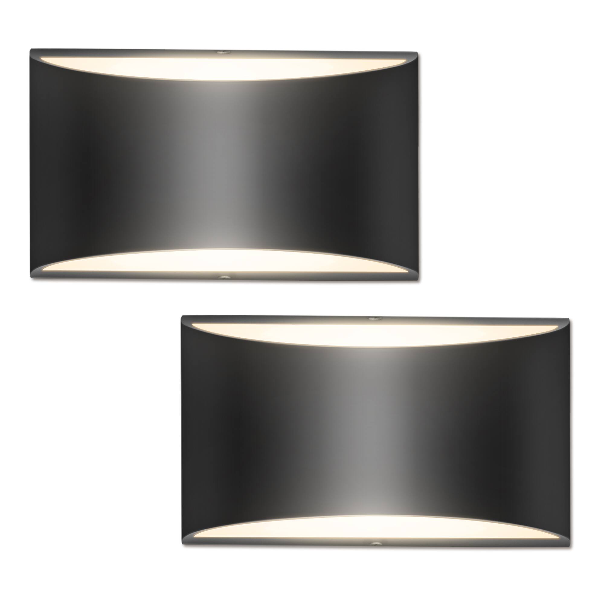 Front. Jandcase - 8 in. 1-Light Black Modern Lantern Wall Sconces, Up and Down Light for Bedroom, Hallway, Living Room, 2-Pack.