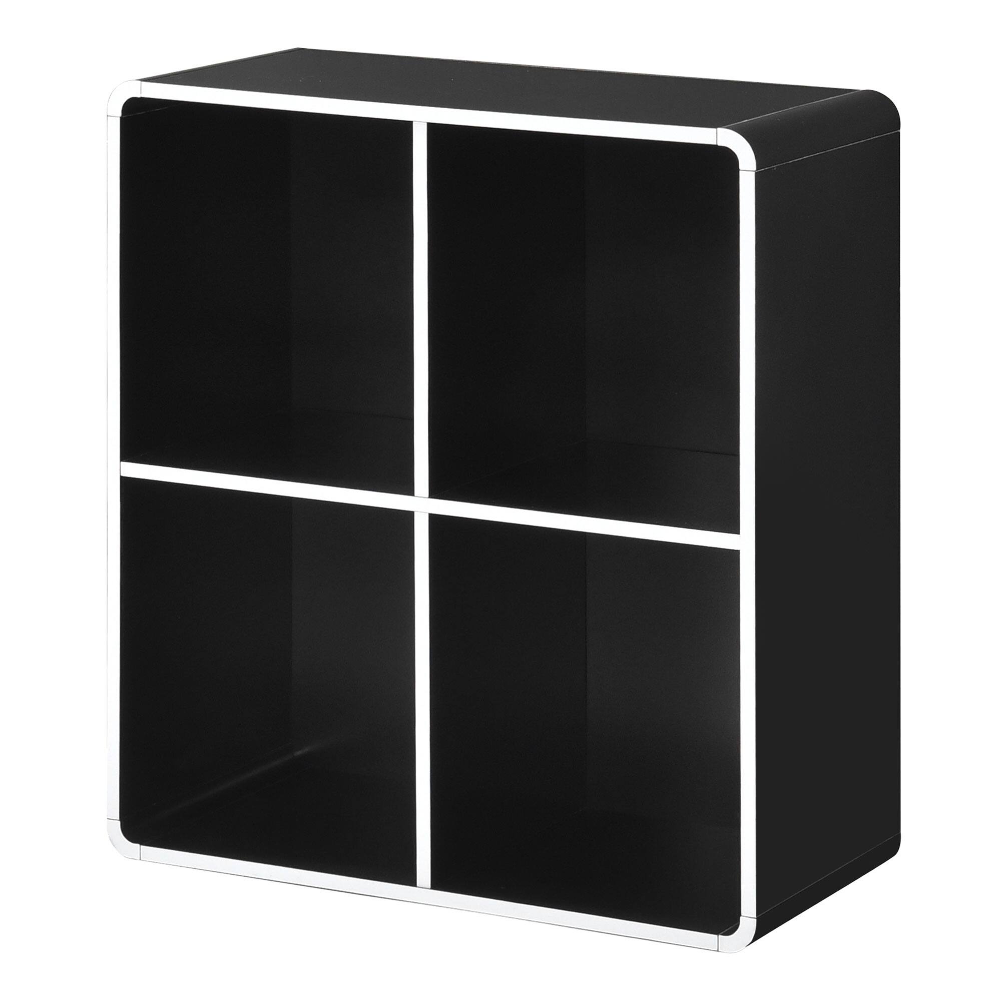 Back. Kings Brand Furniture - Kings Brand Furniture Dothan Wood 4-Cubed Open Bookcase - Storage Shelf Organizer Bookshelf - Black.
