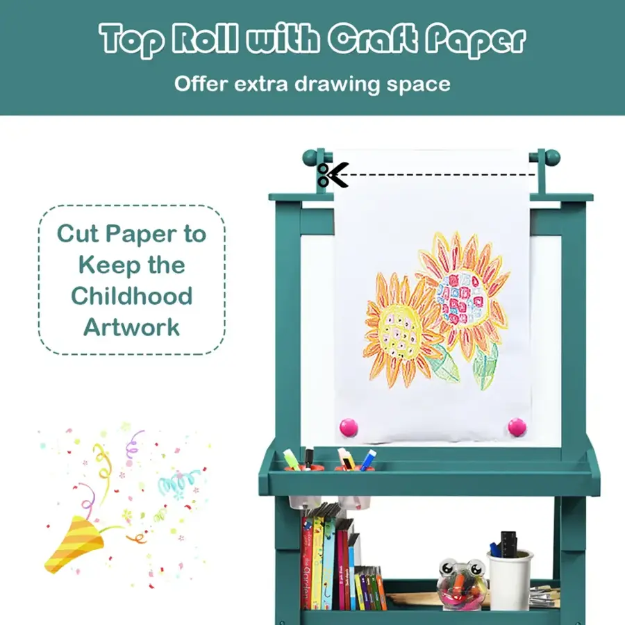 Top Roll with Craft Paper Offer extra drawing space K Cut Paper to Keep the Childhood Artwork.