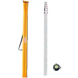 VEVOR - Aluminum Grade Rod, 18-Feet/10ths 6 Sections Telescopic Measuring Rod,Double-Sided Scale 1/10ft Leveling Rod Stick - Silver