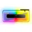 The image features a computer keyboard with a colorful background. The keyboard is white and has a rainbow-colored background, making it visually appealing. The keyboard is placed on a table, and the colors are bright and vibrant, creating a lively atmosphere.