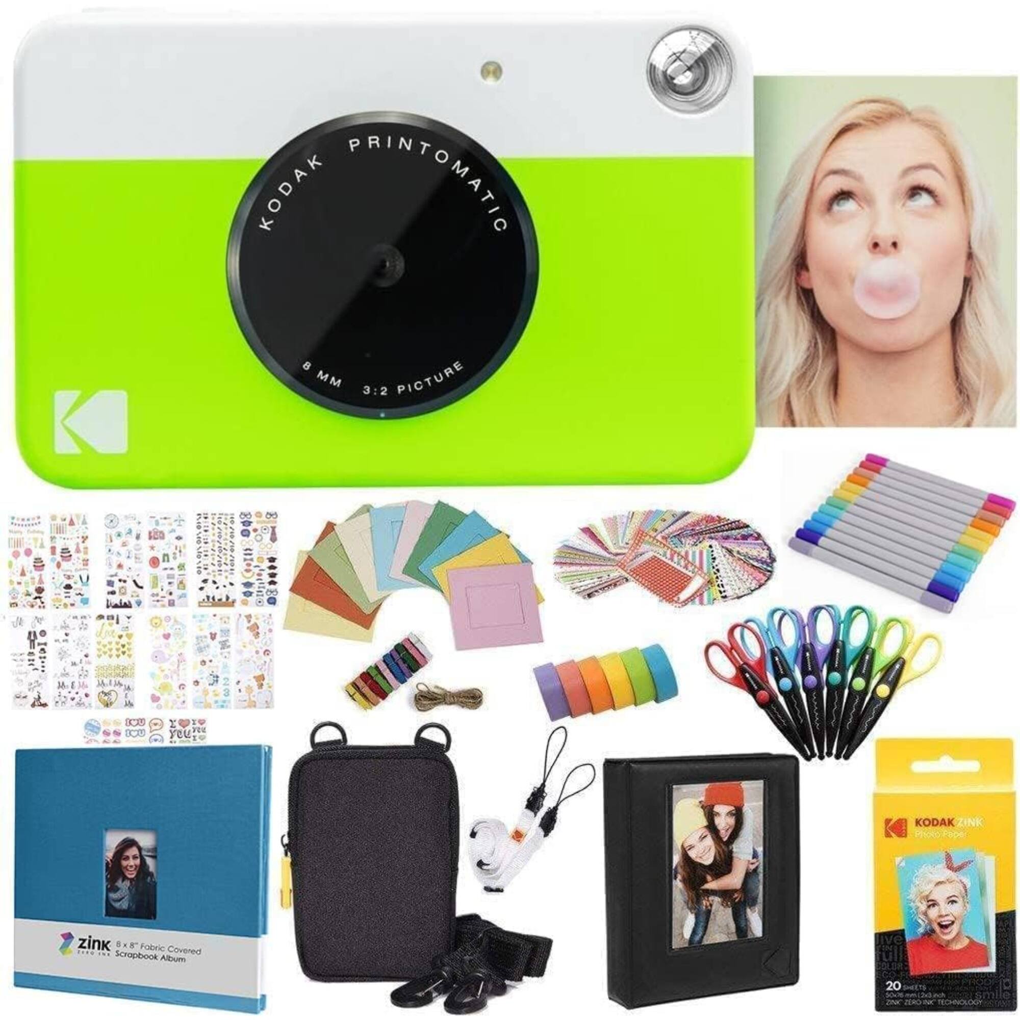 Kodak - Printomatic Instant Print Camera, All-in-Bundle with Zink Paper, Photo Album & More - Green price history on PriceWatchPro