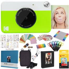Kodak - Printomatic Instant Print Camera, All-in-Bundle with Zink Paper, Photo Album & More - Green