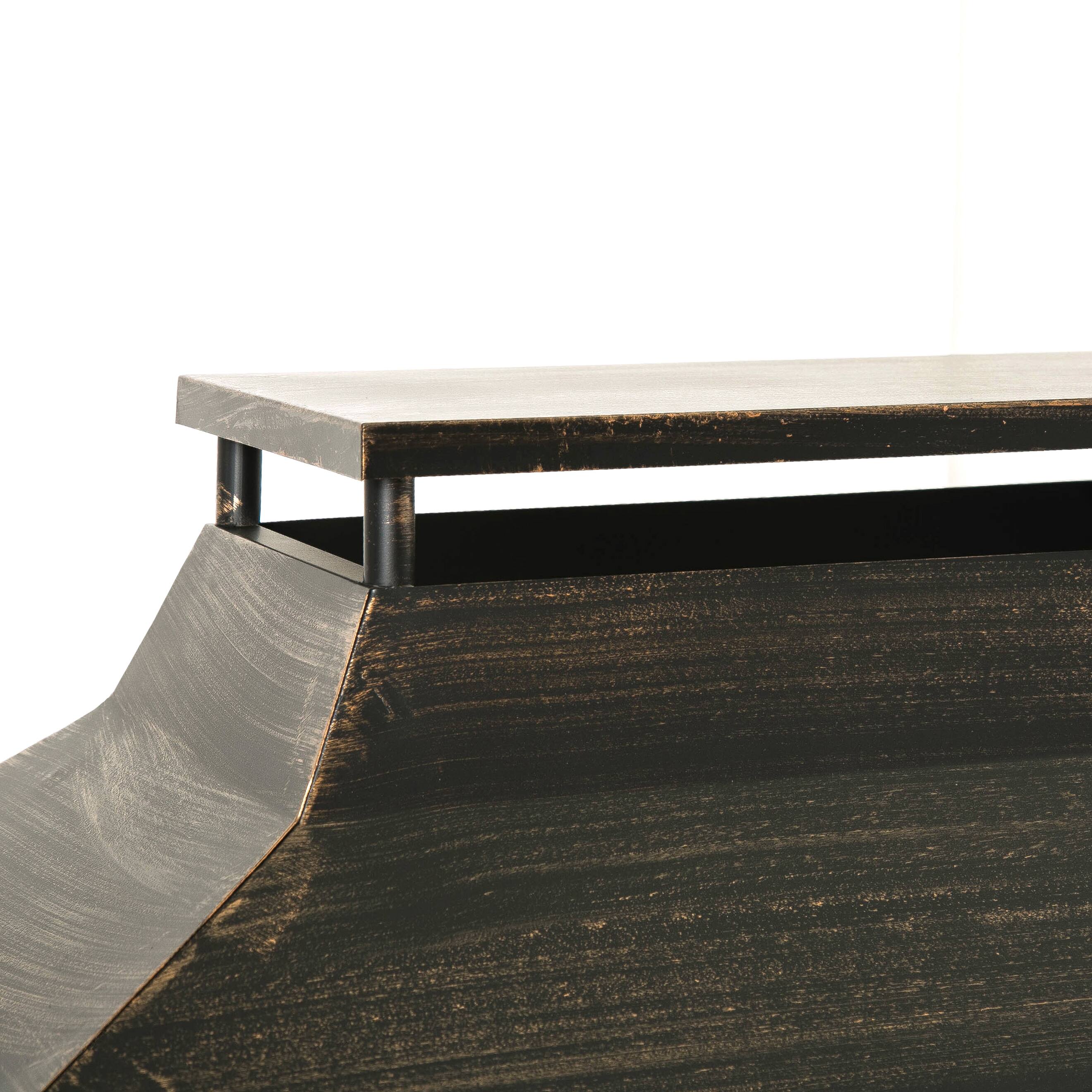 Alt View 5. Spaco - 37" Rectangular Metal Outdoor Fireplace, Built-in Log Storage and Poker for Patio Garden - Antique Brass.