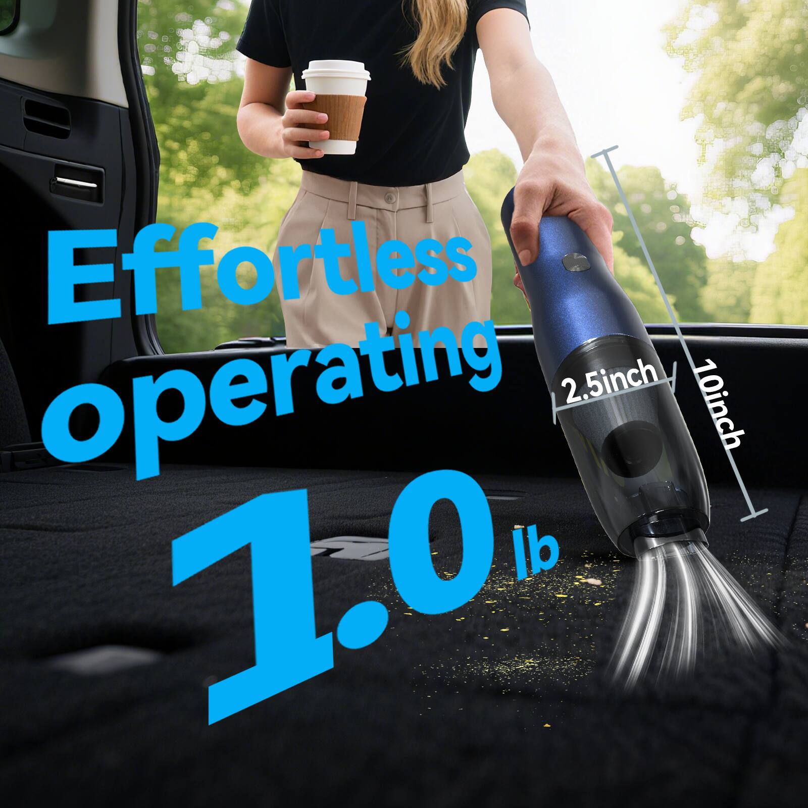 Effortless operating  
2.5 inch  
10 inch  
1.0 lb