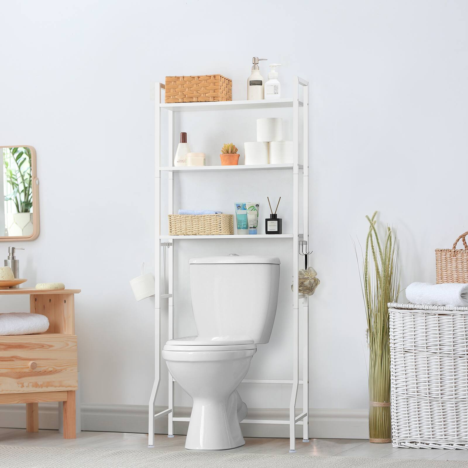 Alt View 1. Oumilen - Over-the-Toilet 3-Tier Bathroom Storage Shelf, White - White.