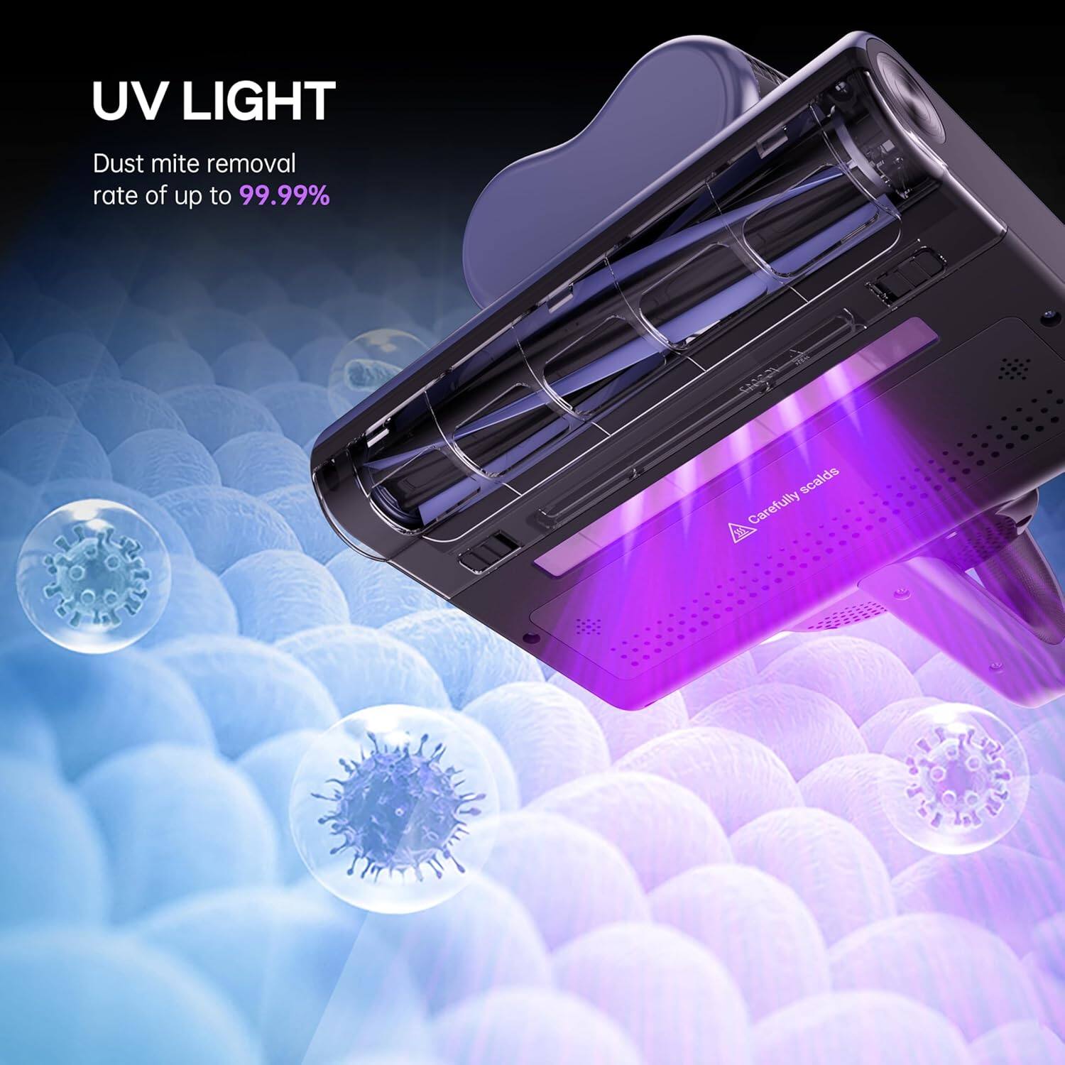 UV LIGHT  
Dust mite removal rate of up to 99.99%  
Carefully scalds