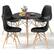 Front. Costway - Costway Dining Table Set Modern 5 PCS For 4 Round Dining Room Table Set with Solid Wood Le - Black.