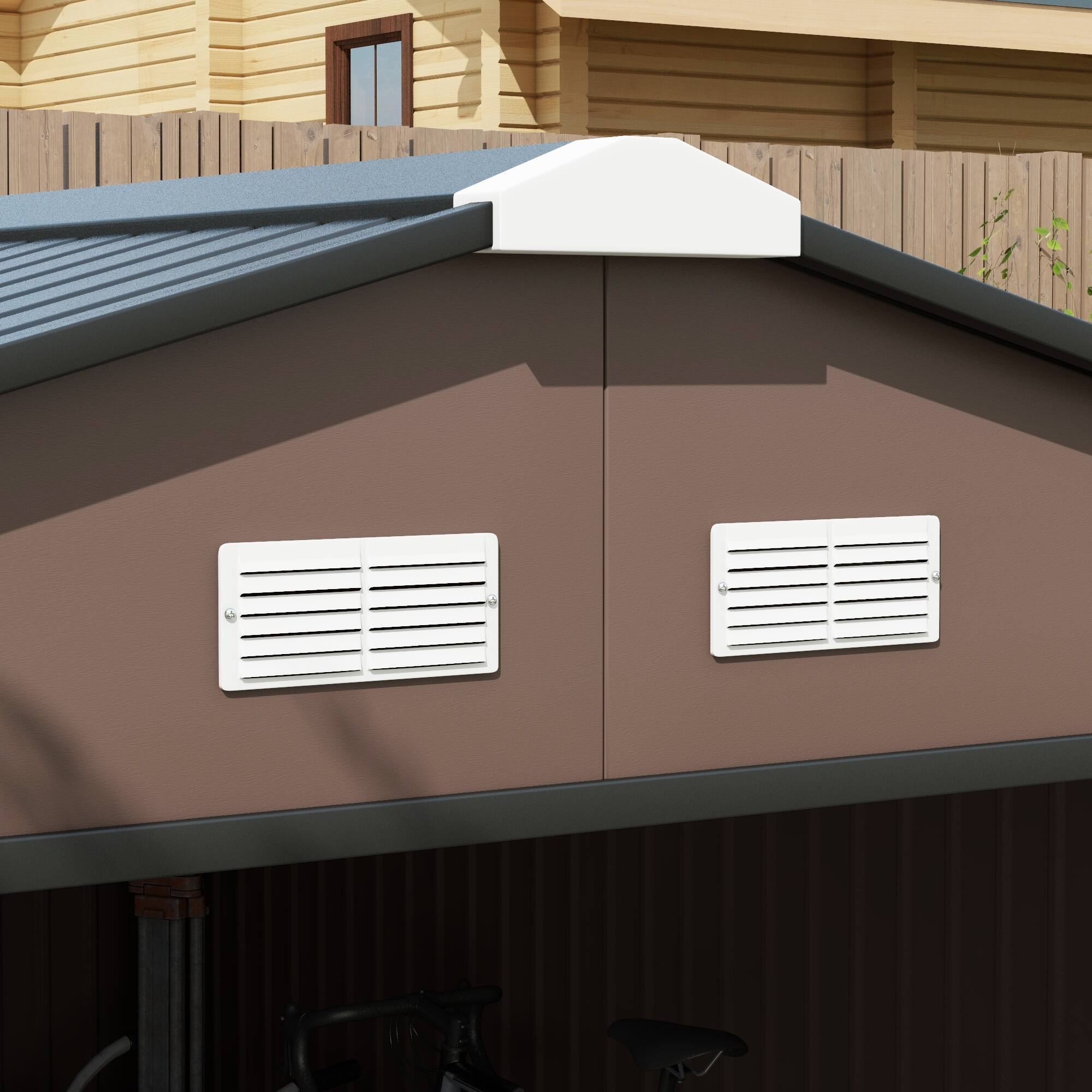 Alt View 7. Outsunny - 11' x 13' Outdoor Storage Shed, Garden Tool Metal Shed with Foundation Kit, Double Lockable Door.