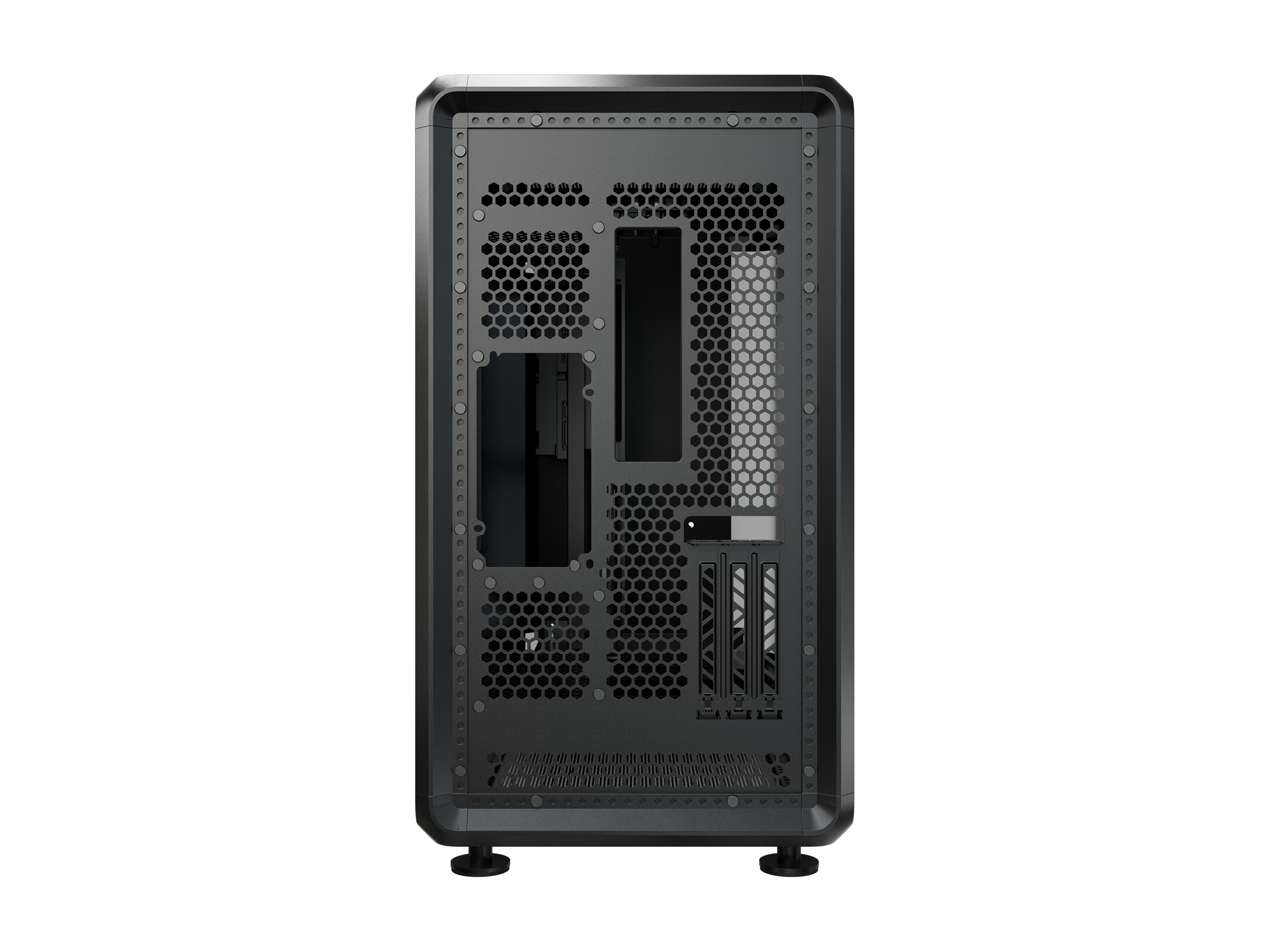 Alt View 4. Cooler Master - Cooler Master MasterFrame 360 Panorama ATX Case, 3-Side Glass, 430mm GPU, 360mm Radiator, PCIe 5.0, USB4-C - Black.