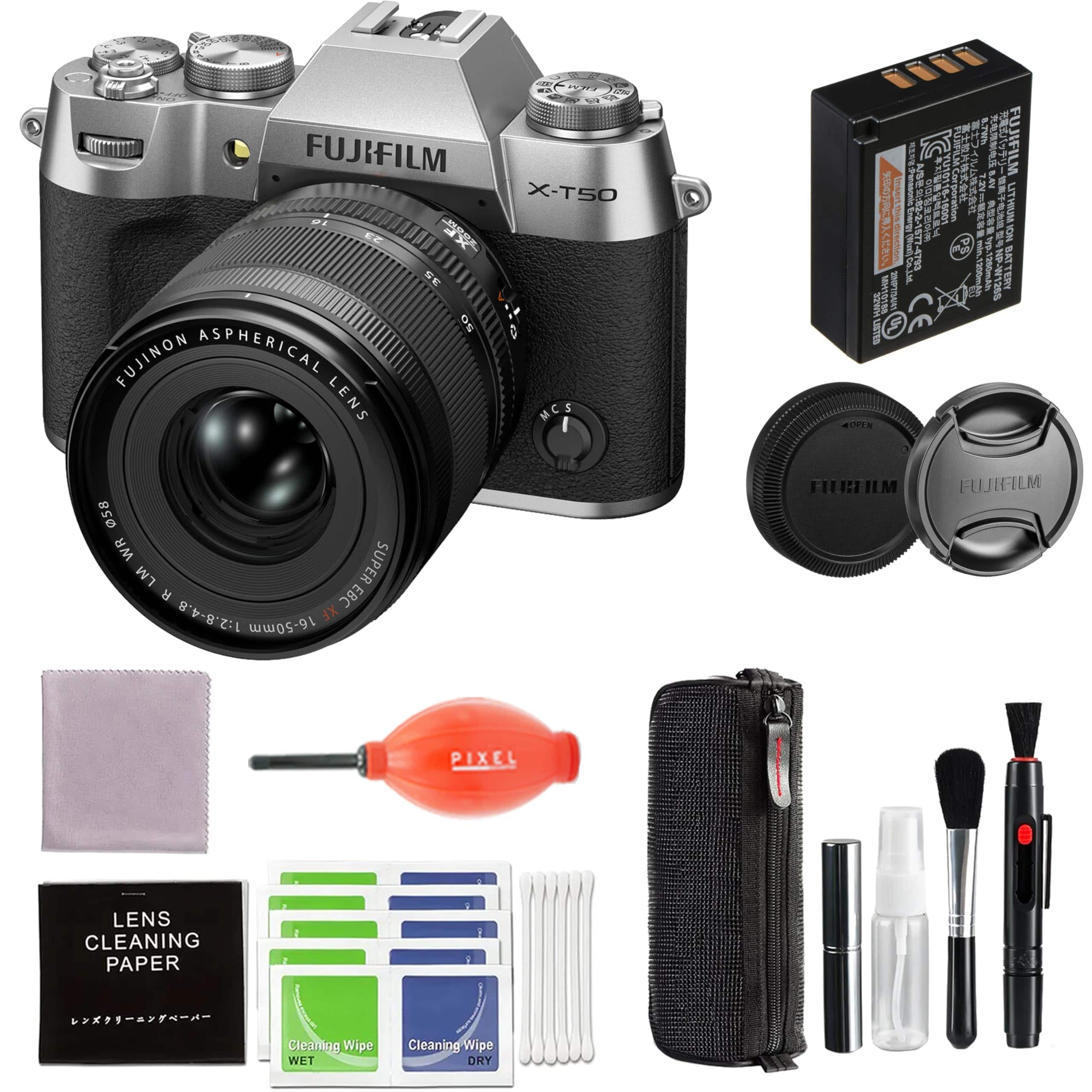 Fujifilm - X-T50 Mirrorless Digital Camera XF16-50mmF2.8-4.8 R LM WR Lens Kit - Silver Bundle with More