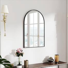 Dazzling Pops - Arch Mirror Rectangle Wall Mounted Hanging Or Against Metal Aluminum Alloy Frame Mirrors For Entryway Bedro - Black 30"L x 20"W