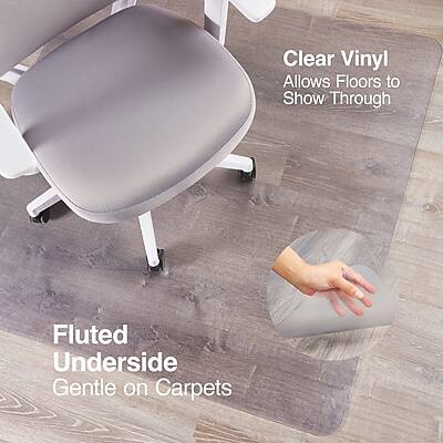 Clear Vinyl  
Allows Floors to Show Through  

Fluted Underside  
Gentle on Carpets